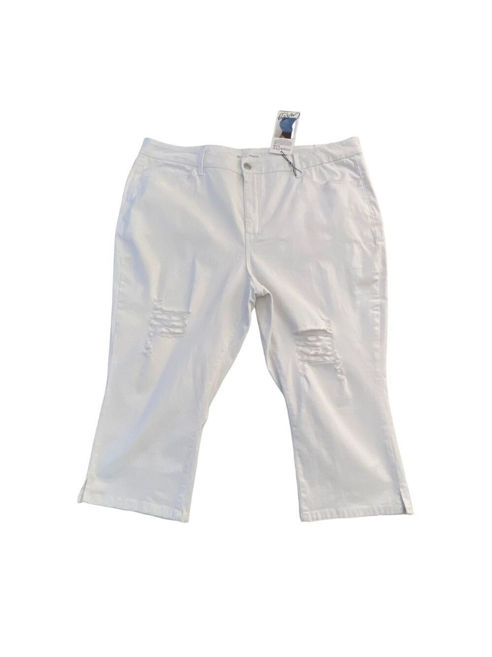 Royalty for me jeans Crop curvy white distressed denim perfect tommy control 22W